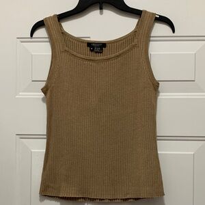 Karen Kane Cotton Blend Ribbed Beige Tan Sweater Tank Top - Size Medium